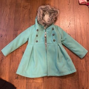 Cat & Jack Faux Wool pea coat w. Fur hood